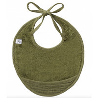 Bavoir naissance bi-matière gaze de coton-Fougère