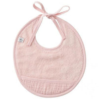 Bavoir naissance bi-matière gaze de coton-Rose blush
