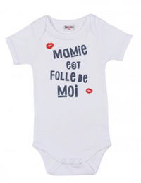 Body à message (manches courtes)- mamie est folle de moi