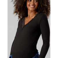Top côtelé dentelle