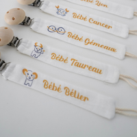 Attache Tétine Capricorne en tissu, double gaze de coton.