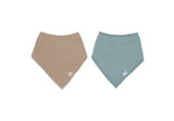 Bavoir Bandana Gaze de Coton - Sea Green/Biscuit - 2 Unités
