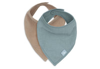 Bavoir Bandana Gaze de Coton - Sea Green/Biscuit - 2 Unités