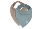Bavoir Bandana Gaze de Coton - Sea Green/Biscuit - 2 Unités