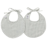 Lot 2 bavoirs naissance - Softs stripes - Vert de gris