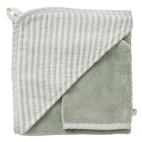 Cape de bain- Bambou-Softs stripes/ Vert de gris