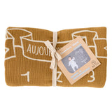 Couverture " étapes" de bébé (110 x 75 cm)- Havane/ biscuit