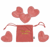 SET 5 COTONS LAVABLES FORME CŒUR DANS POCHON - TERRACOTTA