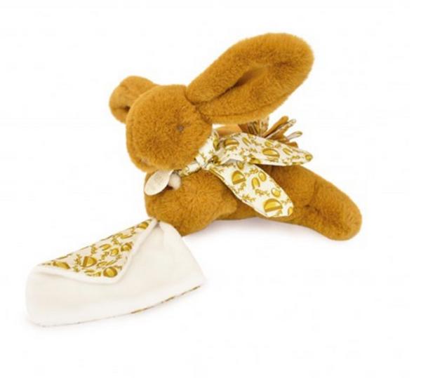 Lapin DOUDOU® - Pantins avec doudou assortis Jaune moutarde - 16cm