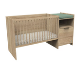Lit combiné 120x60 évolutif en 90x190 avec porte décor chêne doré - AZUR