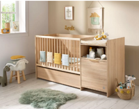 Lit combiné 120x60 évolutif en 90x190 avec porte décor chêne doré - AZUR