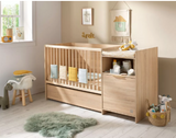 Lit combiné 120x60 évolutif en 90x190 avec porte décor chêne doré - AZUR
