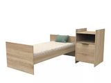 Lit combiné 120x60 évolutif en 90x190 avec porte décor chêne doré - AZUR