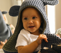 Cape de bain bébé en nid d'abeille- Bleu marine / Kaki