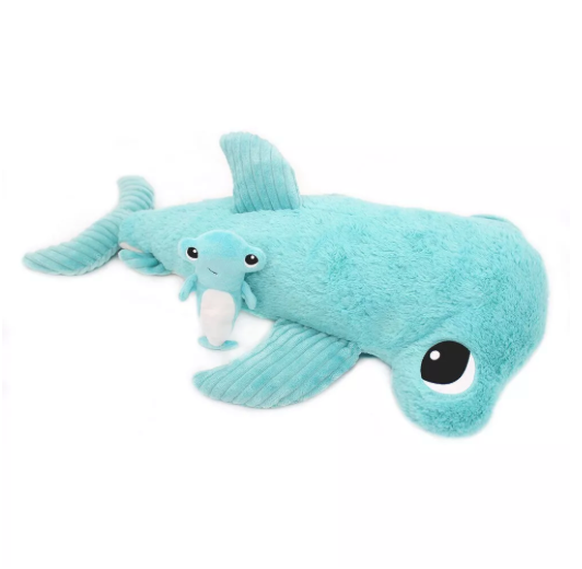 PTIPOTOS BY LES DEGLINGOS- CLOU LE REQUIN MARTEAU GEANT 57CM ET SON BEBE BLEU AQUA