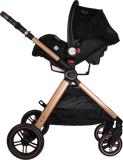 Poussette 3 en 1 Liam - Noire (chassis gold)