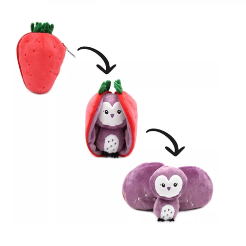 FLIPETZ - Peluche Violet la Chouette/ Fraise