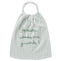 Bavoir élastiqué - Rayé « Comme une grande » vert de gris