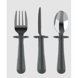 Set de 3 couverts ergonomiques inox - Gris