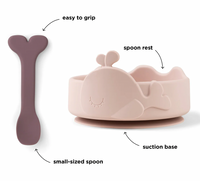 Silicone Stick&Stay bowl & baby spoon - Wally - Podwer