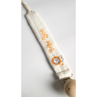 Attache Tétine Lion en tissu, double gaze de coton.