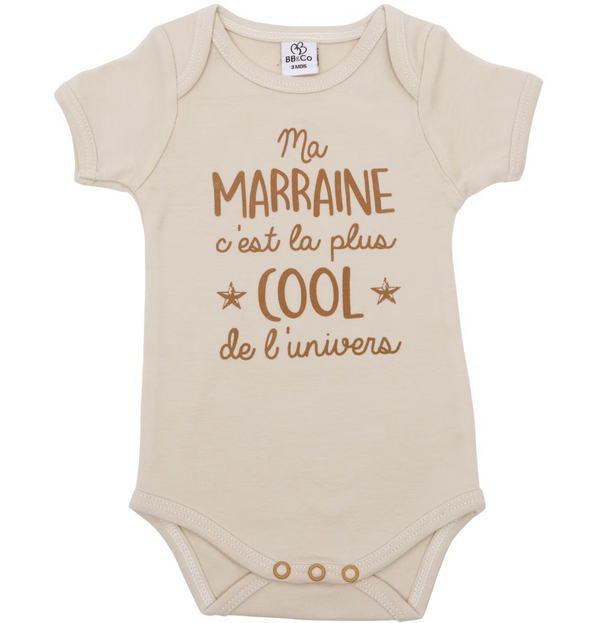 Body à message (manches courtes)- mon marraine c'est la plus cool de l'univers